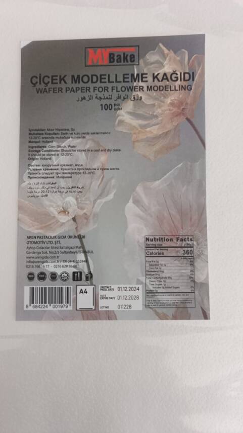A4 Yenilebilir Gofret Modelleme Kağıdı (wafer Paper) 10 lu - 2