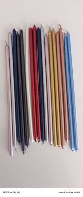 Rengarenk Uzun Pasta Ve Partı Mumu 12 Ad. 20 cm 6 Farklı Karışık Renk - 2