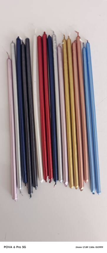 Rengarenk Uzun Pasta Ve Partı Mumu 12 Ad. 20 cm 6 Farklı Karışık Renk - 2