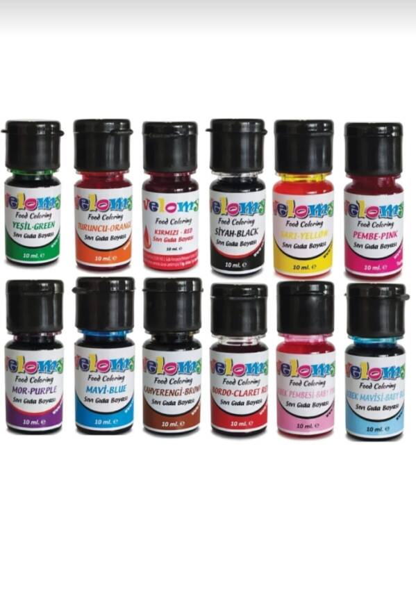  Sıvı Gıda Boyası 10 gr 12 Adet Likit Gıda Boyaları - 1